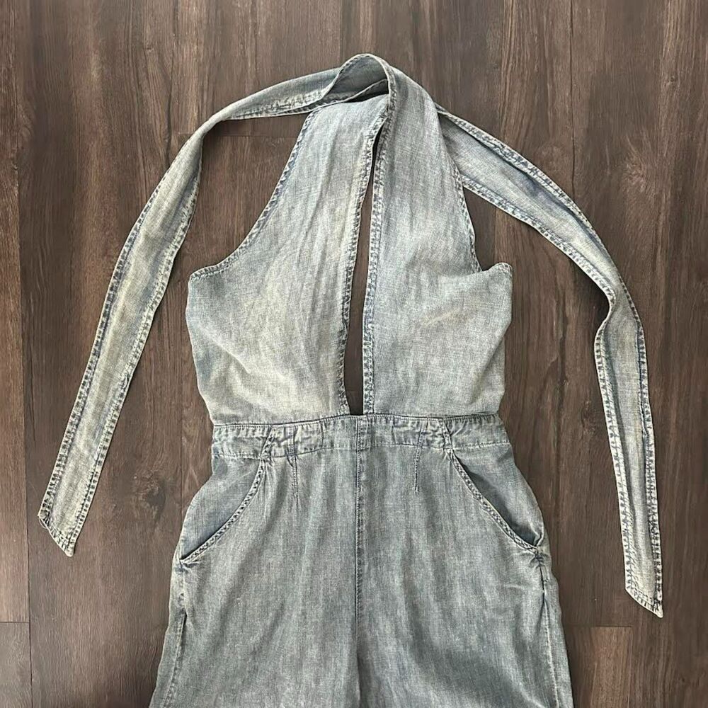 Free People C'est La Vie Convertible One Piece Jumpsuit Blue Pants Romper Medium - Picture 9 of 12